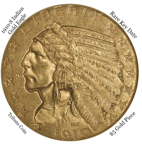 1910-S $5 GOLD Indian Half Eagle COIN
