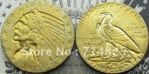 1913-S $5 GOLD Indian Half Eagle COIN