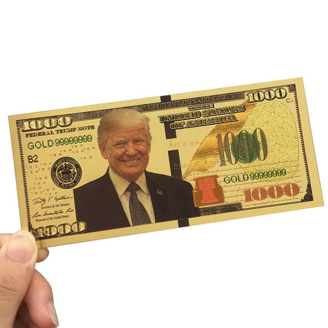 Trump $1000 Dollar Bill Gold Foil Banknotes