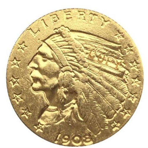1908 $5 GOLD Indian Eagle Gold Plated Tribute Coin