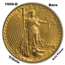 1909-D $20 St. Gaudens Gold Plated Tribute Coin