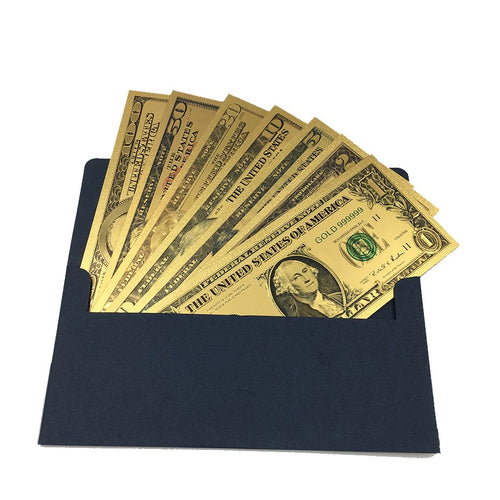 24k Gold Foil 7 Piece USA Money Sets