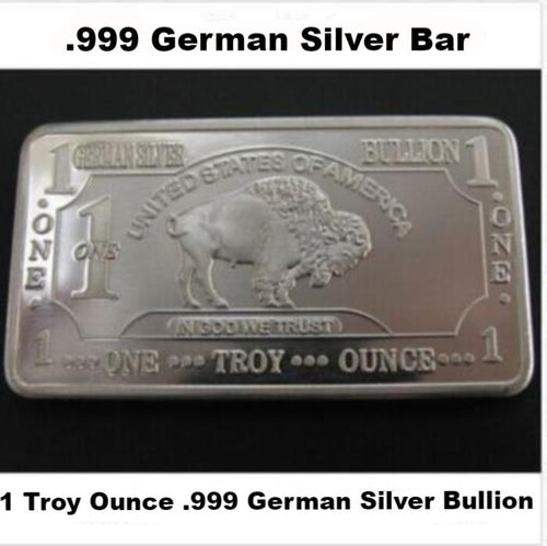 .999 ***GERMAN SILVER BUFFALO BAR*** 1 TROY OUNCE