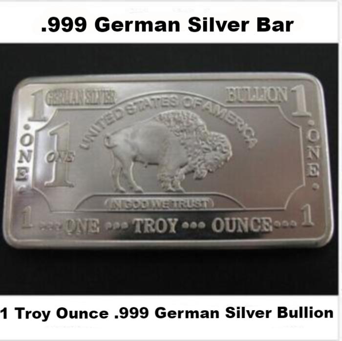 .999 ***GERMAN SILVER BUFFALO BAR*** 1 TROY OUNCE
