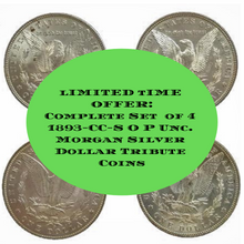 Complete Set  of 4 1893-CC-S-O-P Unc. Morgan Silver Dollar Tribute Coins