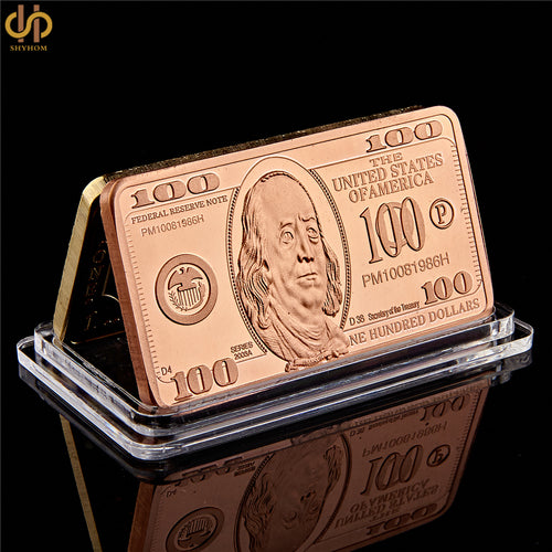 US Copper Plated Bar Franklin $100 Bill
