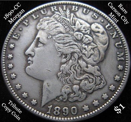 1890-CC Morgan Silver Dollar Silver Plated Tribute Coin