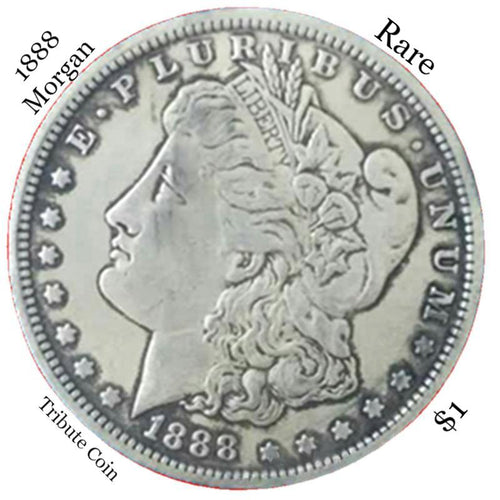 One Troy Ounce .999 Silver Clad 1888 Morgan Silver Dollar Copy Coin
