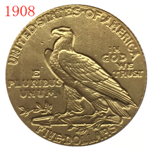 1908 $5 GOLD Indian Half Eagle Gold Plated Tribute