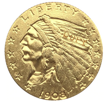 1908 $5 GOLD Indian Half Eagle Gold Plated Tribute