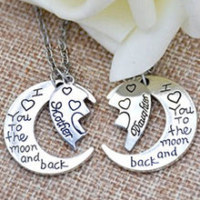 Mother Daughter Heart Silver Necklace "I Love You To The Moon and Back" (2 pcs 1 set) Special Offer