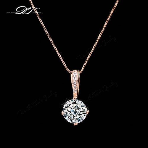Double Fair Cubic Zirconia Gold Plated Chain Necklace
