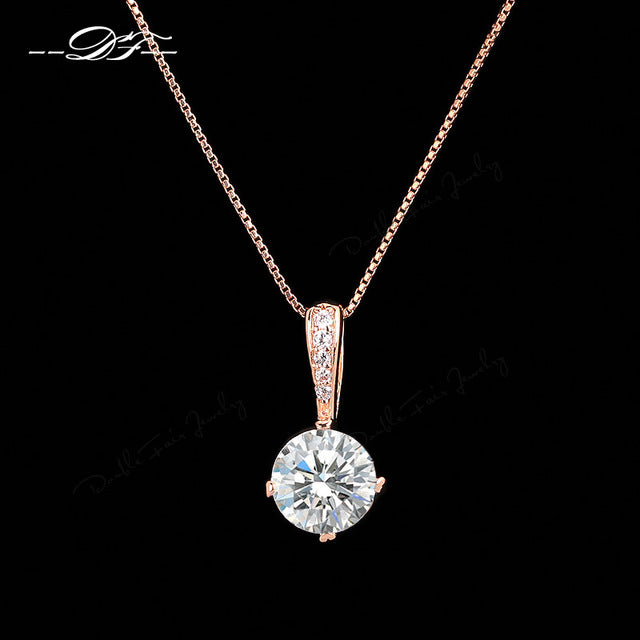 Double Fair Cubic Zirconia Gold Plated Chain Necklace