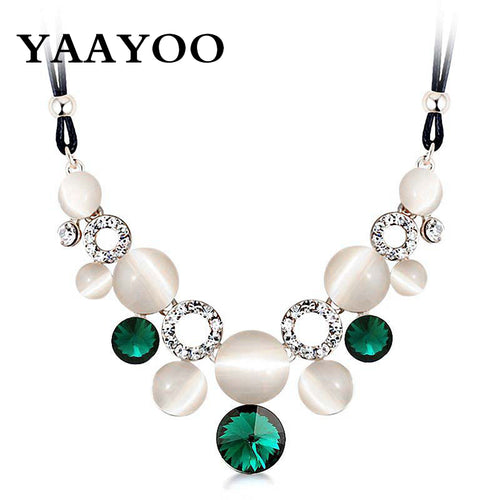 Blue/Green Opal Crystal Necklace