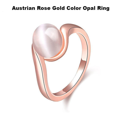 Austrian Rose Gold Color Opal Ring