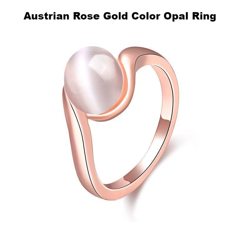 Austrian Rose Gold Color Opal Ring