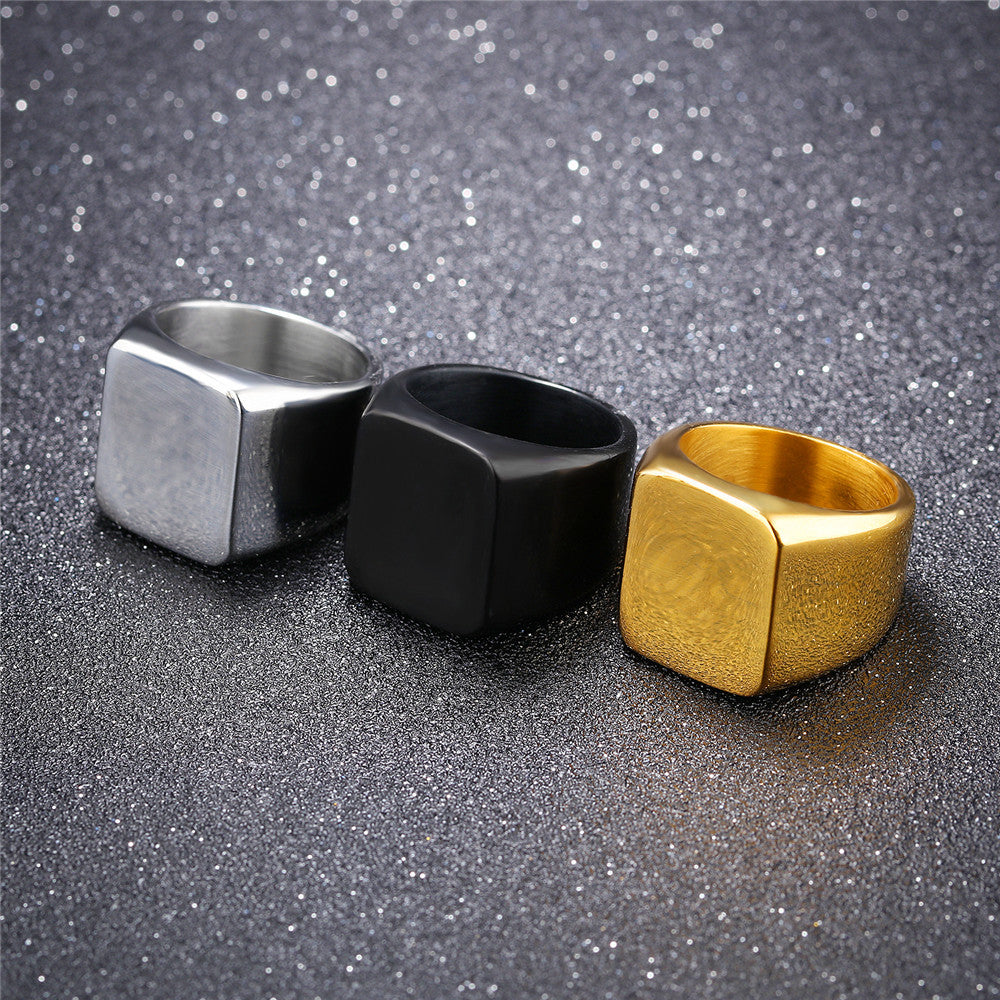 GAGAFEEL Laser Engrave Ring For Men Personalized Unique Logo Black Silver Gold Color Rings Stainless Steel Jewelry Gift To Male