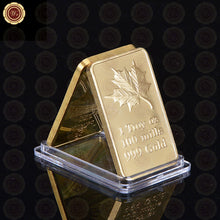 Canadian Maple Leaf Pure Gold Clad Bullion Bar With Plastic Case