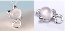 Pink Opal Cat Necklace and Earrings