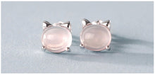Pink Opal Cat Necklace and Earrings