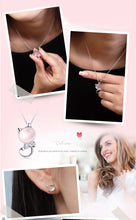 Pink Opal Cat Necklace and Earrings