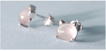 Pink Opal Cat Necklace and Earrings