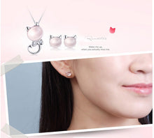 Pink Opal Cat Necklace and Earrings