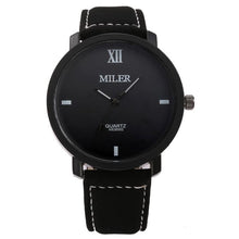 Men Simple Casual Roman Numerals Leather Strap Quartz Wrist Watch