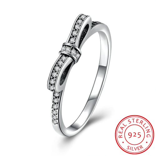 925 Sterling Silver Ring Bow-shaped diamond ring women's