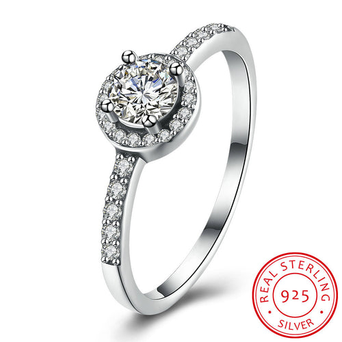 925 Sterling Silver Ring Women's Round diamond ring