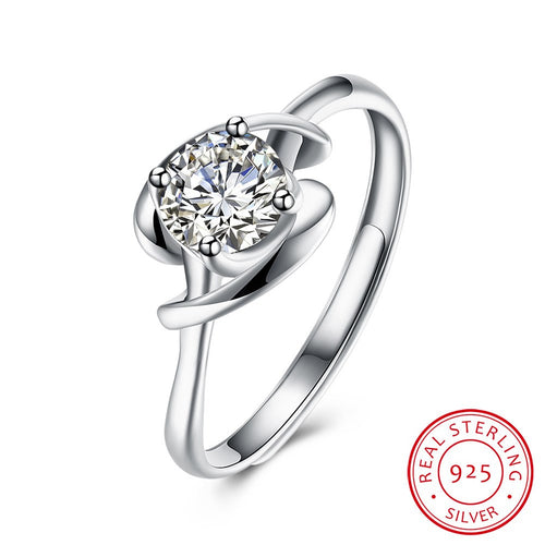925 Sterling Silver Ring Fashion trendy ring women's stone inlaid ring