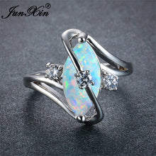 Blue/White Fire Opal Ring