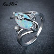 Blue/White Fire Opal Ring
