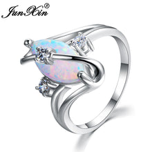 Blue/White Fire Opal Ring