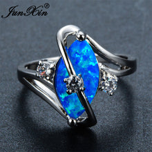 Blue/White Fire Opal Ring