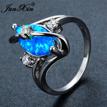 Blue/White Fire Opal Ring