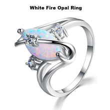 Blue/White Fire Opal Ring