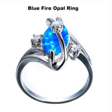 Blue/White Fire Opal Ring