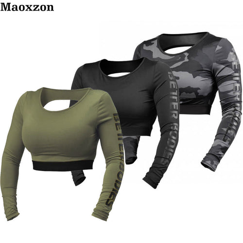 Maoxzon Athleisure Long Sleeve Backless Short Top