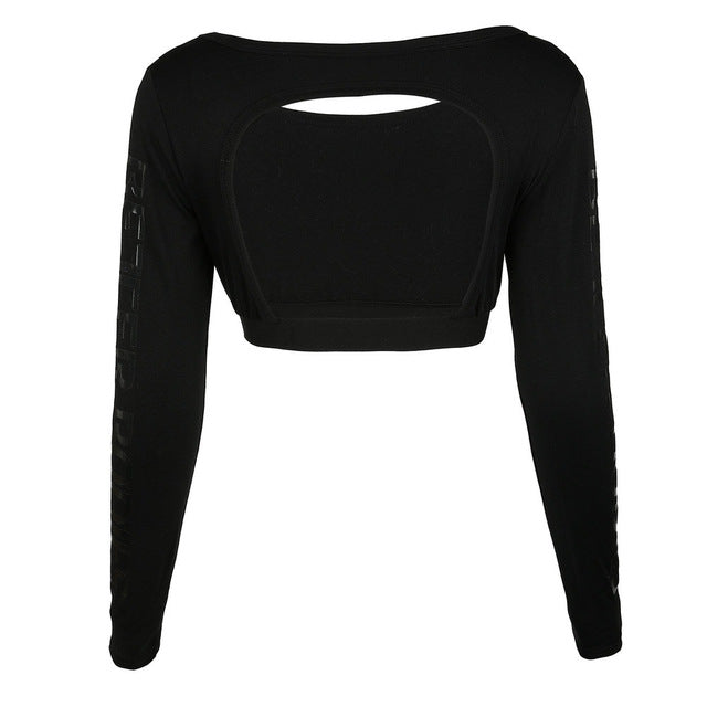 Maoxzon Athleisure Long Sleeve Backless Short Top
