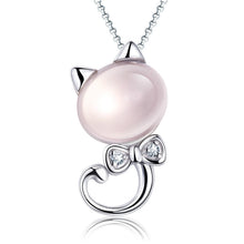 Pink Opal Cat Necklace and Earrings