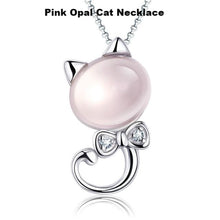 Pink Opal Cat Necklace and Earrings