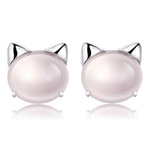 Pink Opal Cat Necklace and Earrings