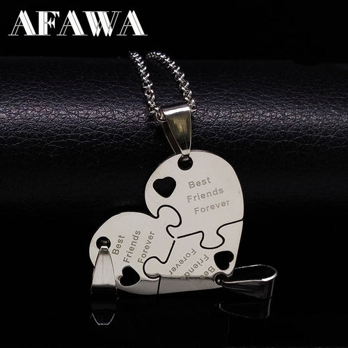 3Pcs Best Friends Silver Pendant Necklaces