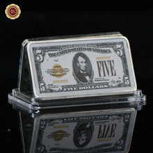 $50, $1, $2, $5, $10, $20, $100 Dollar Bill with Case 999. Silver Plated Copy Bar