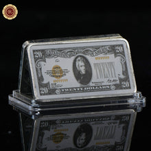 $50, $1, $2, $5, $10, $20, $100 Dollar Bill with Case 999. Silver Plated Copy Bar