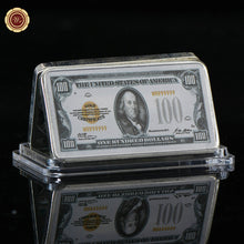 $50, $1, $2, $5, $10, $20, $100 Dollar Bill with Case 999. Silver Plated Copy Bar