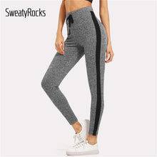SweatyRocks Athleisure Contrast Panel Marled Knit Leggings