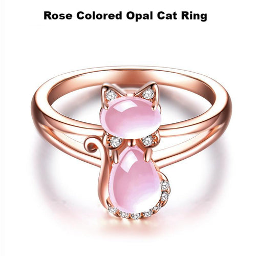 Rose Colored Opal Cat Ring