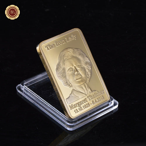 Margaret Thatcher .999 Fine Gold One Troy Ounce Gold Plated Bullion